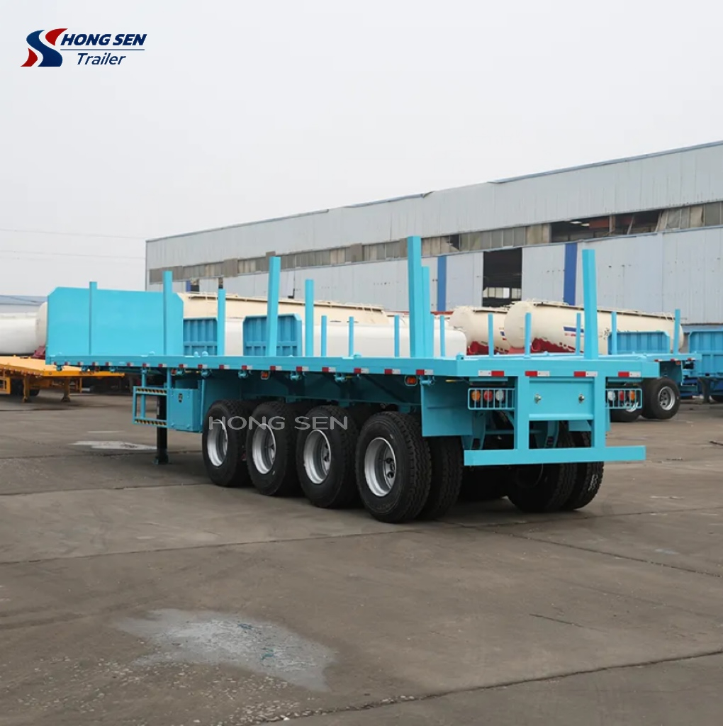 4 Axle Flatbed Trailer with Side Bar Stick Pipe